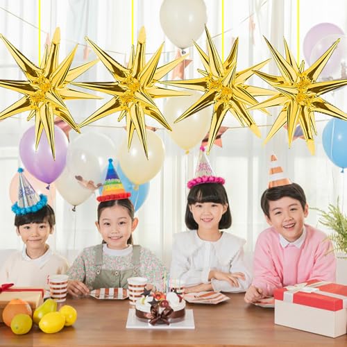 Explosion Star Foil Balloons- 12 Point Star Balloons Gold Spike Balloons - color: 16 Pcs Gold Star Balloons