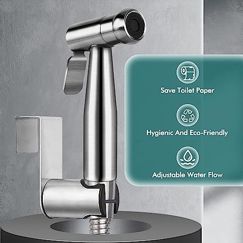 화장실용 휴대용 비데 스프레이, 프리미엄 SUS304 스테인리스 스틸 욕실 비데 스프레이 부착 세트, 누출 방지 호스 및 고압, 여성 세척, 천 기저귀 청소 및 무슬림 샤워에 이상적 - style: 필리스터 헤드 스테인리스 스틸