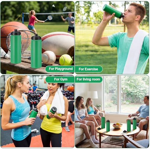 LemonRoad 12 Pack Squeeze Water Bottles Reusable 20 oz Plastic Sports Water Bottle with Pull Top Lid, Bike Cycling Gym Sport, Dishwasher Safe(Green) - color: Green