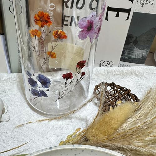 50 Pieces Natural Flower Stickers for Scrapbooking, Transparent PET Self-Adhesive Scrapbooking Stickers Supplies Journal Stocking Stuffers for Adult Card Making Letters DIY (Flower-PET) - color: Flower-pet