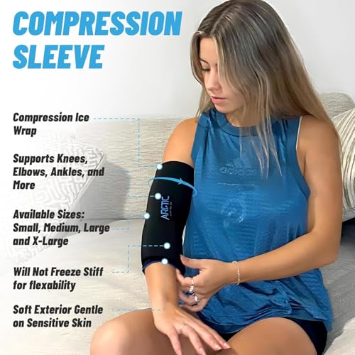 2 Pack | Premium Elbow Ice Pack Wrap & Knee Ice Pack Wrap - Ice Sleeves, Reusable Gel Ice Wrap, Elbow Cold Compression, (Large) - size: Large (2 Pack)