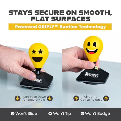 Desktop Punching Bag – Desk Fidget Toy for Stress Relief & Focus – Mini Suction Cup Punch Ball with Patented Griply™ Technology – Office Stress Reliever for Adults, Teens & Coworkers - color: Yellow