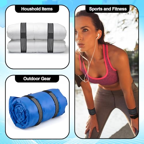 Geiserailie Ice Pack Strap Stretchable, 4 Size Elastic Reusable Ice Belt Extender, Adjustable Hook and Loop Extension Straps Add Length to Most Hot Cold Therapy(4 Pcs,Black) - color: Black