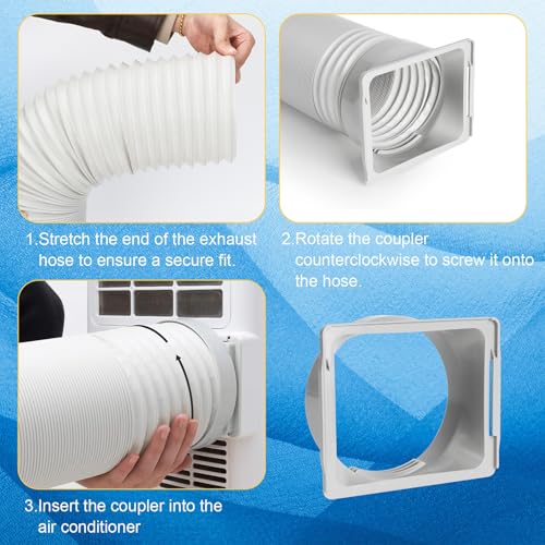 Portable AC Hose with Adapter, 5.9" Dia x 59" L Replacement Exhaust Hose A2 | Anti-Clockwise Flexible Portable Air Conditioner Duct, Check Coupler/AC Compatibility Before Ordering, Durabe PVC Connector - size: Dia 5.9" Exhaust Hose L 59"&Coupler AA02
