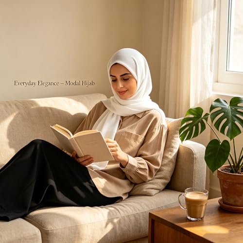 Jersey Hijab Scarf for Women,Lightweight Muslim Turban Head Scarf Modal Feel Hijab Coverings for Prayer with Clip - color: White