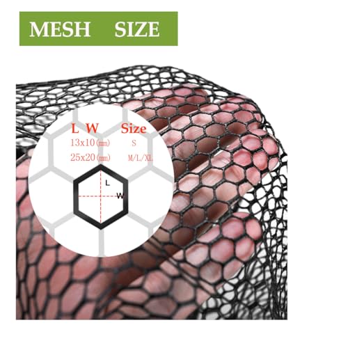 Rubber Coated Replacement Fishing Net Hook Resist Large Deep Fish Net Mesh | Replacement Landing Net Mesh,Rubber Coated Net Bag for Big Catfish Trount Salmon Pike Musky,Fits Freshwater Saltwater - color: 3/4" Mesh, size: L:Fits Hoop 30"x32"(Teardrop)|Net