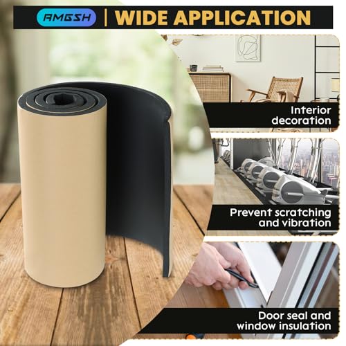 1/2" T x 12" W x 54"L Sponge Neoprene with Adhesive Foam Rubber Sheet | 4.5 Sqft for Weatherproofing, Gasket Seals, Crafts, Soundproof Padding, Vibration Dampening - size: 1/2” Thick X 12” Wide X 54” Long