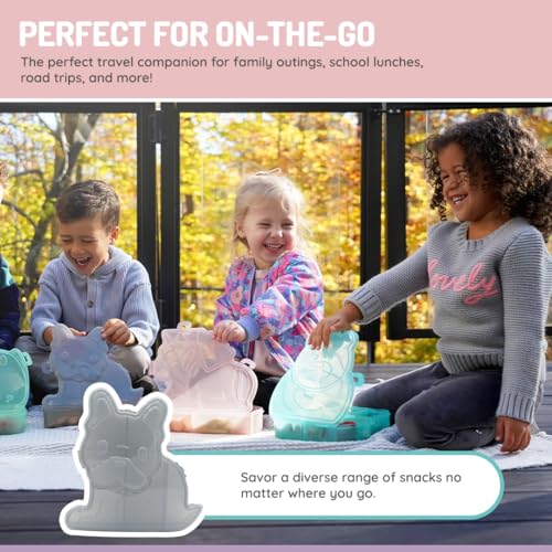 melii Animal Shaped Snackle Box - Divided Snack Container, Food Storage for Kids, Removable Dividers, Arts & Crafts, Beads, BPA-Free - Bulldog - color: Bulldog