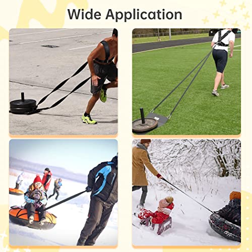 Sled Harness Tire Pulling Harness with Adjustable Belt, Training Speed Harness, Weight Bearing Shoulder Strap, Reinforced Lock and D Ring, Pull up to 1.5 T for Fitness