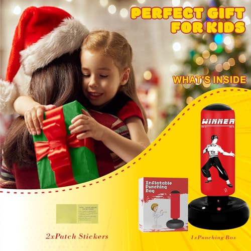 Punching Bag for Kids,67" Inflatable Kids Boxing Bag Toy Gift for Age 5-12 | Larger Stable Kids Punching Bag,Inflatable Punching Toys,Gift for Boys Girls,Practicing Karate,Taekwondo,MMA - style: Lee