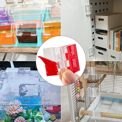 10 Pcs Clear Acrylic Small Hinges 25 x 33 mm Self Adhesive Mini Hinge Swing Clear Door Hinge Tiny Adhesive Hinges for Crafts Cabinet Drawer Jewelry Box DIY Display Plastic Box - size: 25 x 33 mm (1 x 1.3 inch)