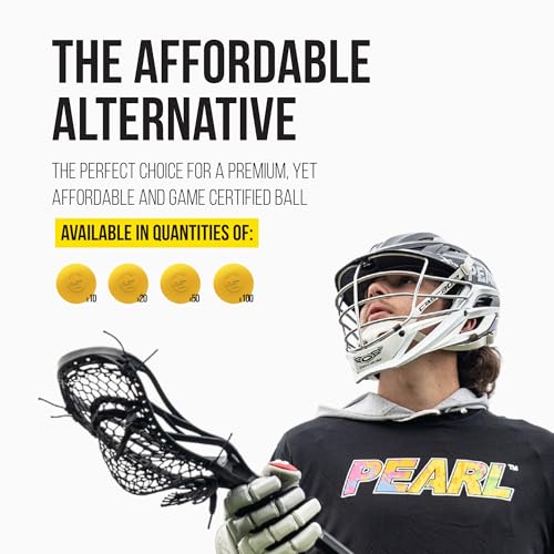 Pearl LT Textured Lacrosse Balls by Guardian Innovations, 10 Pack - SEI Certified Meet NOCSAE Standards for Games. Official Game Balls of Top NCAA Programs, Tournaments and Leagues - Yellow