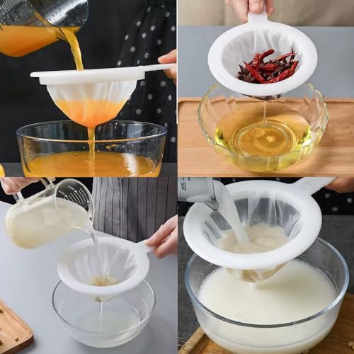 2 Pcs Ultra Fine Mesh Strainer, Nylon Sieve Plastic Screen with Handle, Mini Brine Shrimp Separation Net for Kitchen/Coffee Enthusiasts/Juice/Oils/Soy Milk