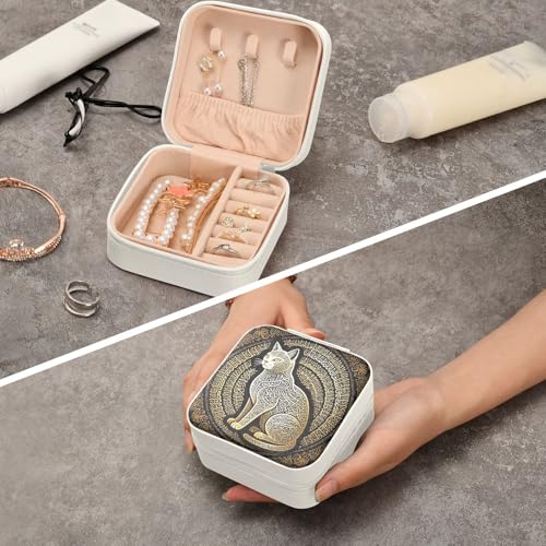 Arabic Calligraphy Cat Islamic Art jewelry storage box Travel Jewelery Organizer Portable for Women Ladies
