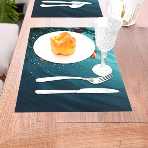 Placemats Set of 6 Heat Resistant PVC Table Mats Fish Aquarium Place mat for Dining Table Desktop Protection Pad Non-Slip Washable Place Mats for Kitchen Dining Outdoor