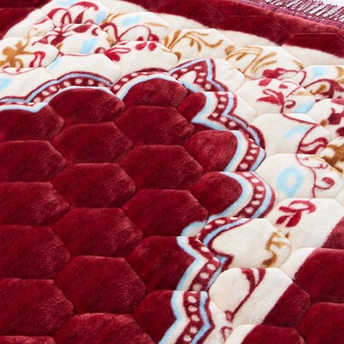 Muslim Prayer Rug with Tasbih Prayer Beads, Soft Large Prayer Matt Islam, Padded Islamic Prayer Mat Thick for Men and Women, Janamaz, Sajadah (31.5" x 47.2", Red) - color: Red
