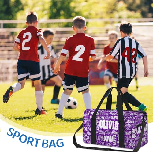 Personalized Sport Ballet Dance Bag, Bright Glitters Dark Purple | Customized Travel Duffel Tote with Name Overnight Weekender Perform Cheer Bag - color: Purple