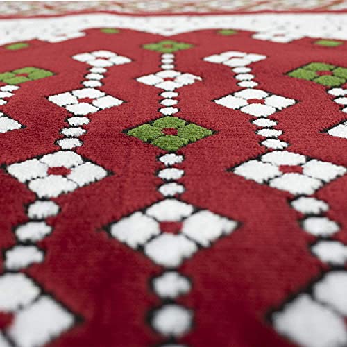 Modefa Turkish Islamic Prayer Rug - Large Gathering & Group Praying Carpet - Wide Plush Velvet Praying Mat - Multi Person Muslim Janamaz Sajada for Family - 8 Person (Red #3) - color: Red #3