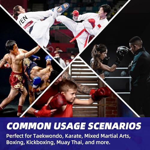 Martial Arts Karate Protective Sparring Gear Package Deal/Gift Adjustable Adult & Youth Headgear, Gloves & Kicks for MMA, Taekwondo, Boxing Training - color: Blue, size: Small