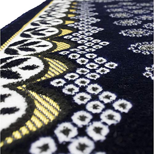 Modefa Turkish Islamic Prayer Rug - Thin & Lightweight Velvet Praying Carpet - Soft Muslim Praying Mat Janamaz - Ramadan or Eid Gift for Men & Women - with Car Hanger - Vined Arch (Daisy Navy Blue) - color: Daisy Navy Blue