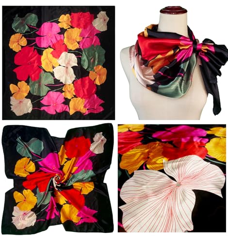 Large 35 inches Satin Square Scarf Lightweight Neck Hair Wrap Fashion Headscarf - color: A1