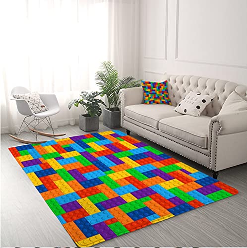 Toy Print Kids Carpet Dot Building Blocks Rugs For Bedroom Boy 3D Carpet Colorful Bricks Game Living Room Carpet Cartoon carpet machine washable (Size : 120x120cm (47x47inch))