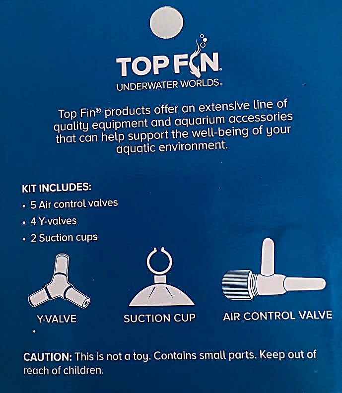 Top Fin Aquarium Airline Connector Kit.(11pc) 5-Air Control Valves, 4-Y-Valves, 2-Suction Cups.