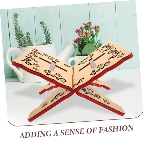 PRETYZOOM Elegant Quran Book Stand Sturdy Carved Reading Holder for Study Room Versatile Display for Quran Recitation and Decorative Items