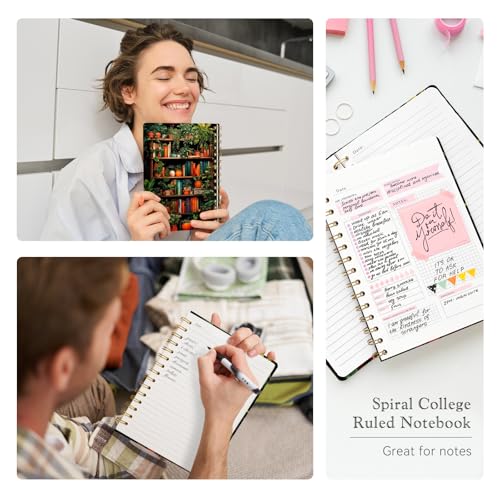 Lined Spiral Journal Notebook, A5 College Ruled Spiral Notebook for Women, Hardcover with Elegant Design for Work and Note-Taking, 5.5 * 8.25 inch, 160 Pages, Shelf - color: Shelf