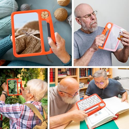 5X 10X Page Magnifying Glass Handheld Magnifier Reading Magnify | 2.5X,5X,10X,full-page,3 light mode,48 light,battery,portable,folding,senior reading,reading glass,page magnifier - style: 5X 10X