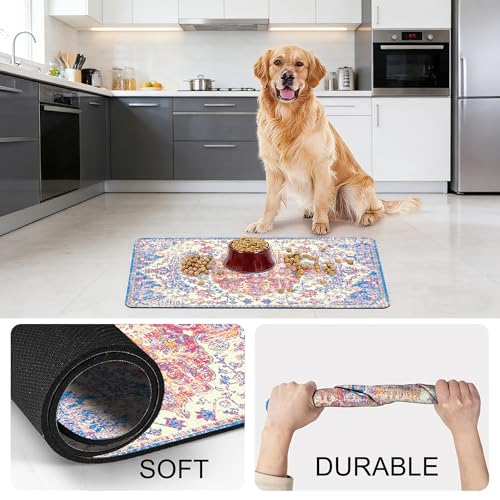 Cat Food Mat Pet Feeding Mats Dog Bowls Mat Cat Water Mat 12x20 Inch Boho1 - color: Bohemia Style 01