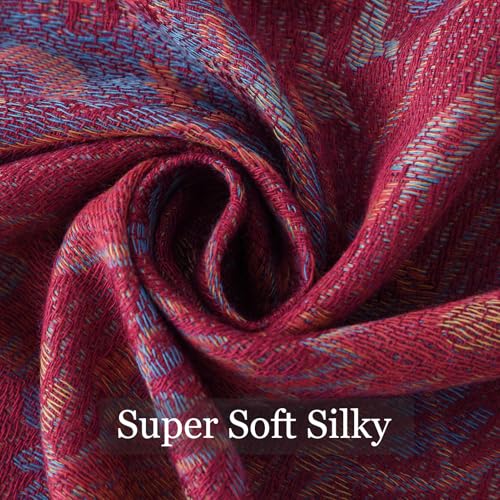 Paisley Pashmina Rave Shawl Scarf-Women's Reversible Ethnic Jacquard Pashmina Wraps for Travel - color: A#. Burgundy