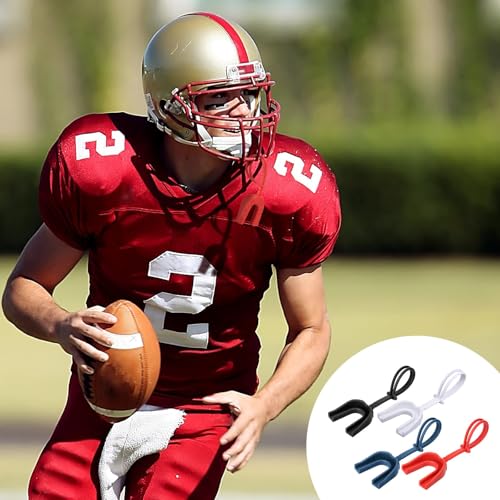 Seematn 40 Pcs Strapped Mouth Guard Bulk Football Mouthguard with Strap Youth Boxing Sports Mouthpieces Adult Mouthguard for Basketball Lacrosse Hockey Wrestling - color: Black,red,blue,white