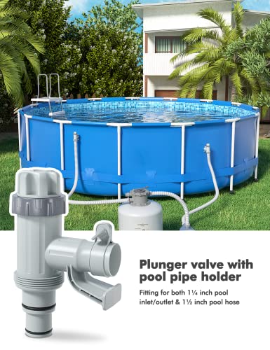 Round-Top Pool Hose Adapter Kit with Plunger Valve, 2 Pack | Includes 2 round-top adapters, plunger valves and pipe holders for secure hose connection and water-flow control. - style: Round Top 2 PACK
