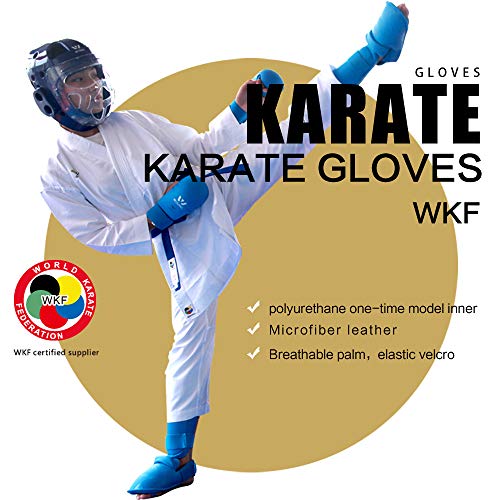 WESING Karate shin and Instep Guard Karate Gloves Approved by WKF - color: blue, size: Large