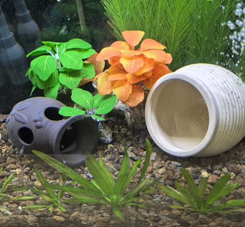 Ceramic Jar Natural Clay Vase Shrimp Play Breed Habitat(Purple Clay, 2pcs) | natural ceramic non-toxic, promote health vitality, sense of security and comfort - color: Purple Clay, 2pcs