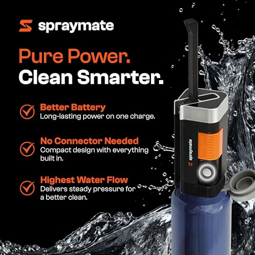 Portable Bidet for Travel – Electric High Pressure Rechargeable Bidet for Women & Men | 400ML Bottle | 650ML/Min Flow | USB-C | 1100mAh Battery | USA Brand – Spray Mate