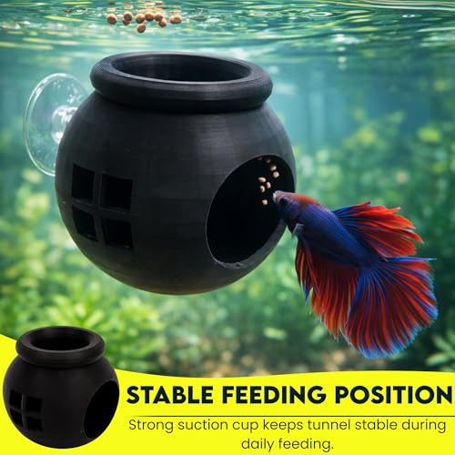 Floating Cozy Betta House, Natural Floating Betta Hide Out, Aquarium Fish Hammock, Relaxing & Stress Relief, Suction Cup Included, 2.9" W x 2.6" H (Black) - color: Black