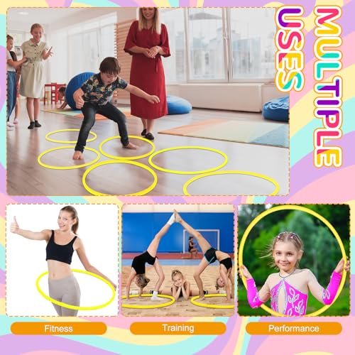 Poen 2 Pcs Detachable Hoop and Jump Rope Set Include 7.3 Ft Skipping Rope and 23 Inch Adjustable Exercise Hoop Gymnastic Fitness Exercise Gift Equipment - color: Yellow