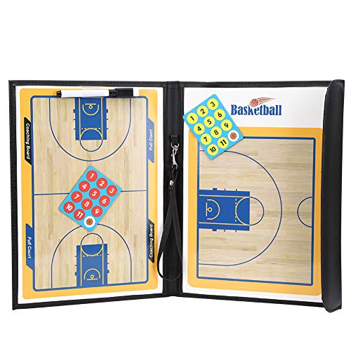 Magnetic Coaching Basketball Board, Colorful Folding Tactics Teaching Display Plate PU Leather Water Proof Training Clipboard for Teaching Instruction