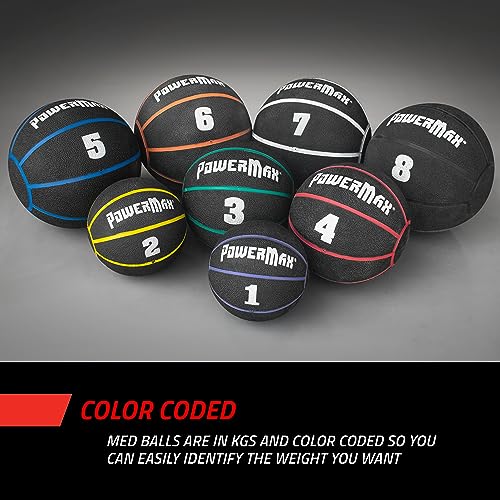 Gill Athletics PowerMax Weighted Rubber Medicine Ball - Weighted Exercise Ball, Medicine Balls for Exercise, Wall Ball or Slam Ball for Strength Training, Indoor/Outdoor Workout Ball - style: 1K