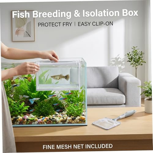 Aquarium Breeder Box, 2 Packs Aquarium Breeder Box, Large Fish Breeding with Suction Cups, Suspended Isolation Net for Fry, Guppy, Betta, Shrimp and Sick Fish