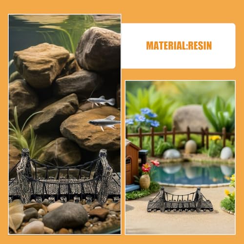 2pcs Aquarium Bridge Decoration: Resin Fish Tank Decor, Japanese Style Miniature Bridge Hideout Hideaway for Garden Underwater Landscaping