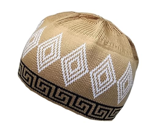 Set 2 PCS Muslim Beanies Kufi Hat for Men AMN-225B Skull Cap Islam Taqiyah Takke Eid Ramadan Gift - color: Color C