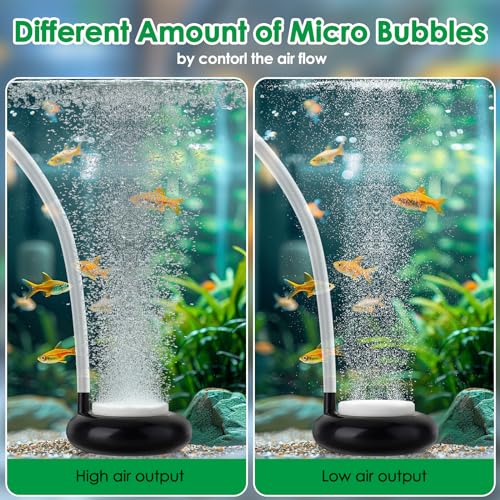 hygger Aquarium Air Stone, Fish Tank Bubbler, Nano Furnace Flue Round Stone Disk, Small Bubbles and High Dissolved Oxygen, with 2 Suction Cups, 1 Adjust Valve, 1 Check Valve (2 Inch) - color: Black, size: 2 Inch