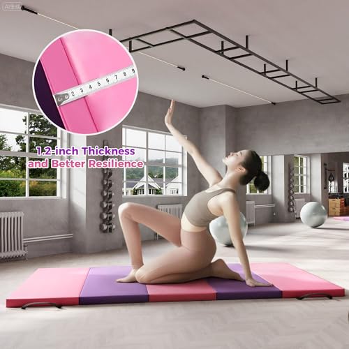 4-Fold Folding Gym Mat, 6x8 Feet 2-Inch Thick Extra Firm, High Density Tumbling Exercise Mat for Home Gym, Gymnastics, Martial Arts, Yoga & Pilates, Non-Slip Portable Floor Mat - color: Five-fold cushion