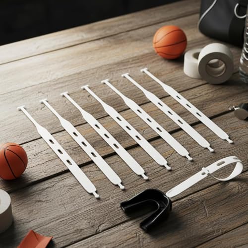 8PCS Mouth Guard Strap Only, Universal Football Mouth Guard Tether Replacement Football Mouthpiece Strap for Youth Sports Hockey Basketball Rugby MMA(White)