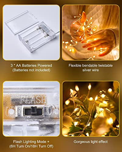 Minetom Fairy Lights Battery Operated, Twinkle String Lights 5ft 60LED - color: Warm White