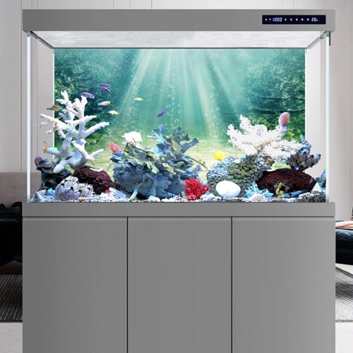 48x18 inches Aquarium Backdrop Underwater Ocean Floor Fish Tank Background | AWERT Aquatic Plant Bubble Polyester Terrarium Background - size: 48x18in/120x45cm