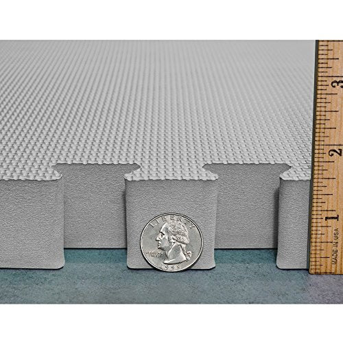 Meister X-Thick 1.5" Interlocking EVA Foam Mats - GY - 36 Tiles (144 Sqft) | Extra-thick 2X cushioning w/ anti-slip grip. 2' x 2' puzzle mats for wrestling, MMA, gymnastics, home gyms and play areas - color: Grey, size: 36 Tiles (144 Sqft)